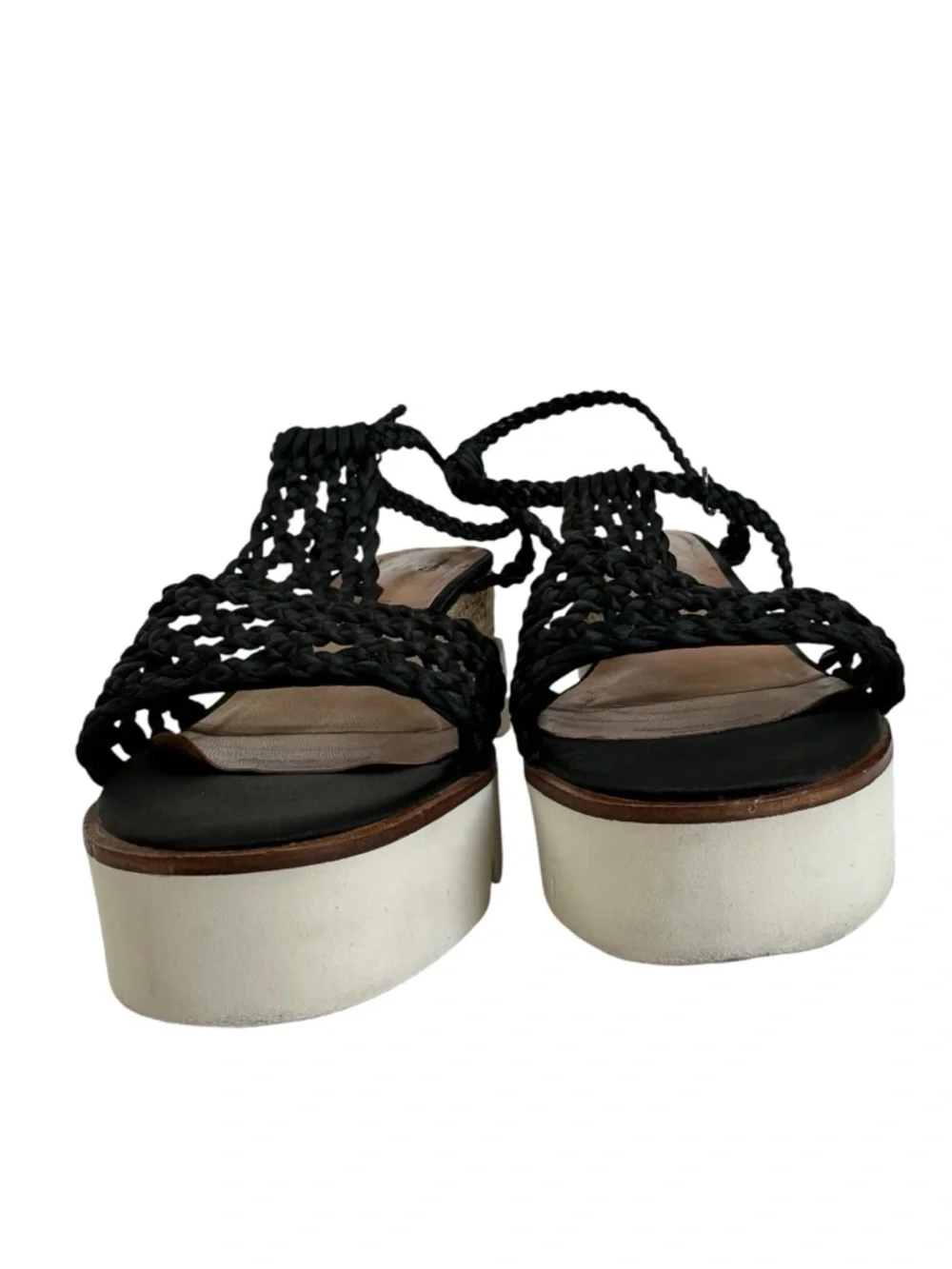 Bibi Lou Ariel Woven Platform Sandals Black Braided Espadrille Size 40/9